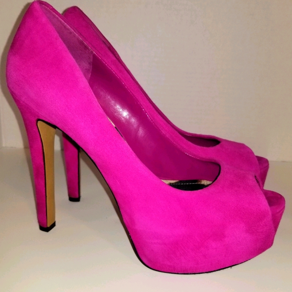 Pink jessica Simpson peep toe heels platform